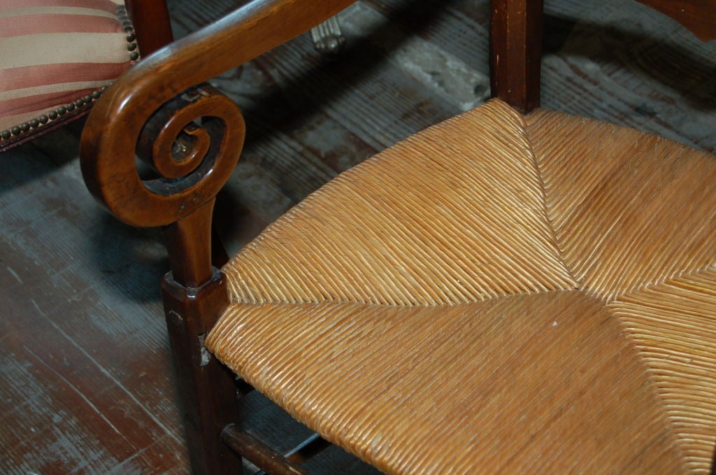 Pair of 19th Century French Ladderback Chairs with New Rush