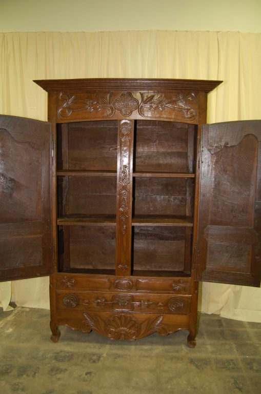 Armoire  18th Century French Oak Cabinet with Drawers 4