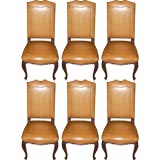 Set of Six 19th Century French Louis XV Cabriole Leg Oak Chairs