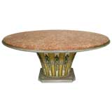 19th C. Painted Italian Pedestal Table with Original Marble