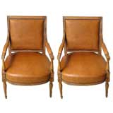 Pair of Of-the-Period Directoire Fauteuil Chairs w/ new leather
