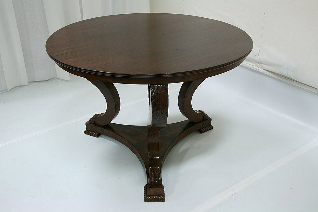 19th C. Empire Mahogany and Burl Walnut Table