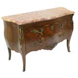 EXCEPTIONAL 19TH CENTURY LOUIS XV STYLE MARQUETRY AND MARBLE TOP