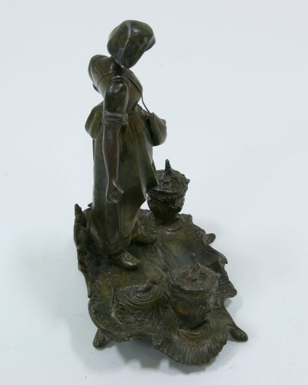 French 19th Century Spelter Ink Well