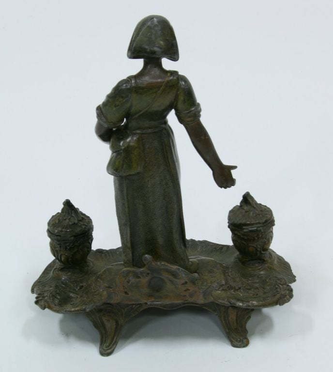 19th Century Spelter Ink Well In Good Condition In San Francisco, CA