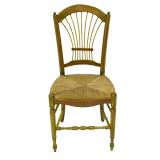 Set of 6 Reproduction Rush Seat Wheat Back Chairs (5 side, 1 arm