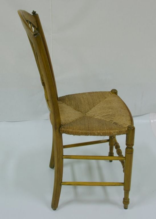 Set of 6 Reproduction Rush Seat Wheat Back Chairs (5 side, 1 arm), circa 1970s<br />
Side: 17