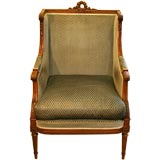 19th C. Walnut Bergere Wing Chair, Louis XVI Stlye