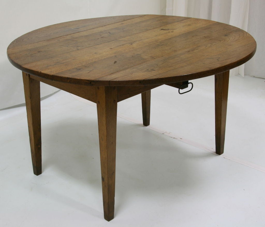 19th century French drop-leaf table.
45'' W x 43 D (open) x 2'' H leaves are 10.5'' each
(also: dining, coffee, side game table, ).