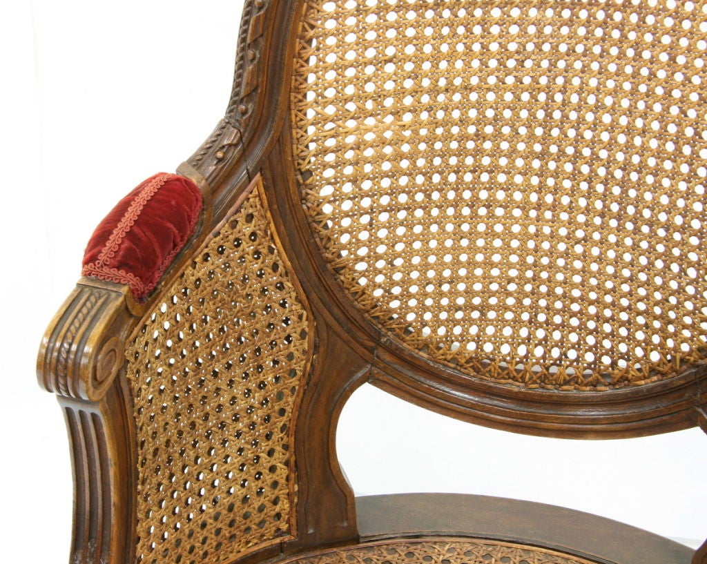 Wood Arm Chair 19th Century French Caned Fauteuil