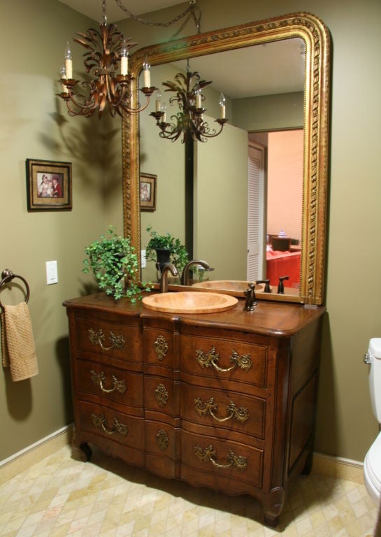 Louis XV ON SALE  Commode with Sink 18th Century French Walnut Bombe' Original Hardware For Sale