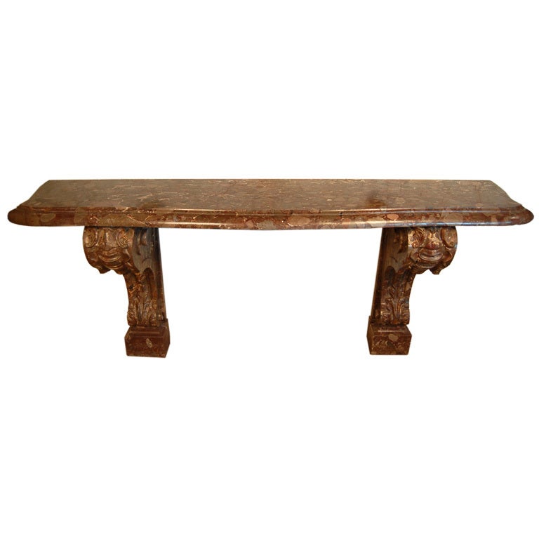 Rare 18th C. French Cavieve Marble Console