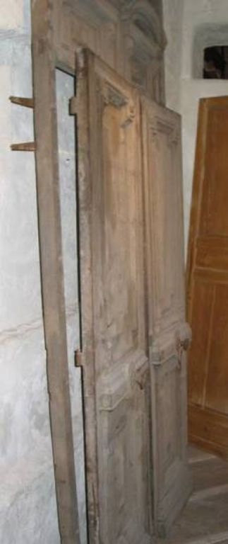 18th Century French Oak Parisian Entry Way Doors with Wrought Iron In Excellent Condition In San Francisco, CA