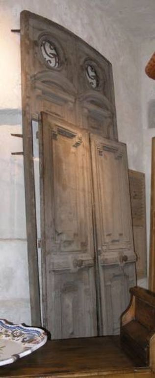 18th Century and Earlier 18th Century French Oak Parisian Entry Way Doors with Wrought Iron