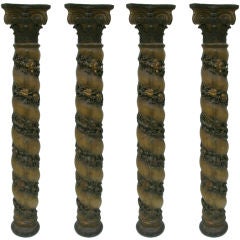 Columns with Grape Carvings Set of Four 19th Century French