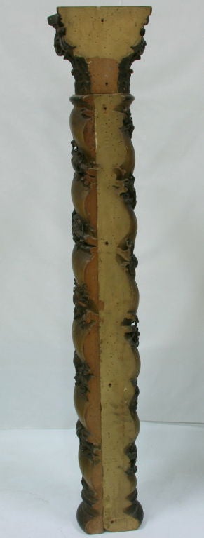 Wood Columns with Grape Carvings Set of Four 19th Century French For Sale