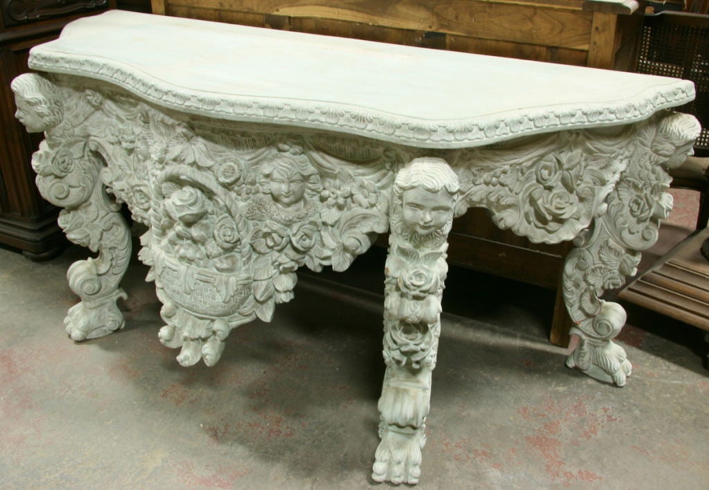 Grand Rococo Style 21st Century French Console Carved Wood