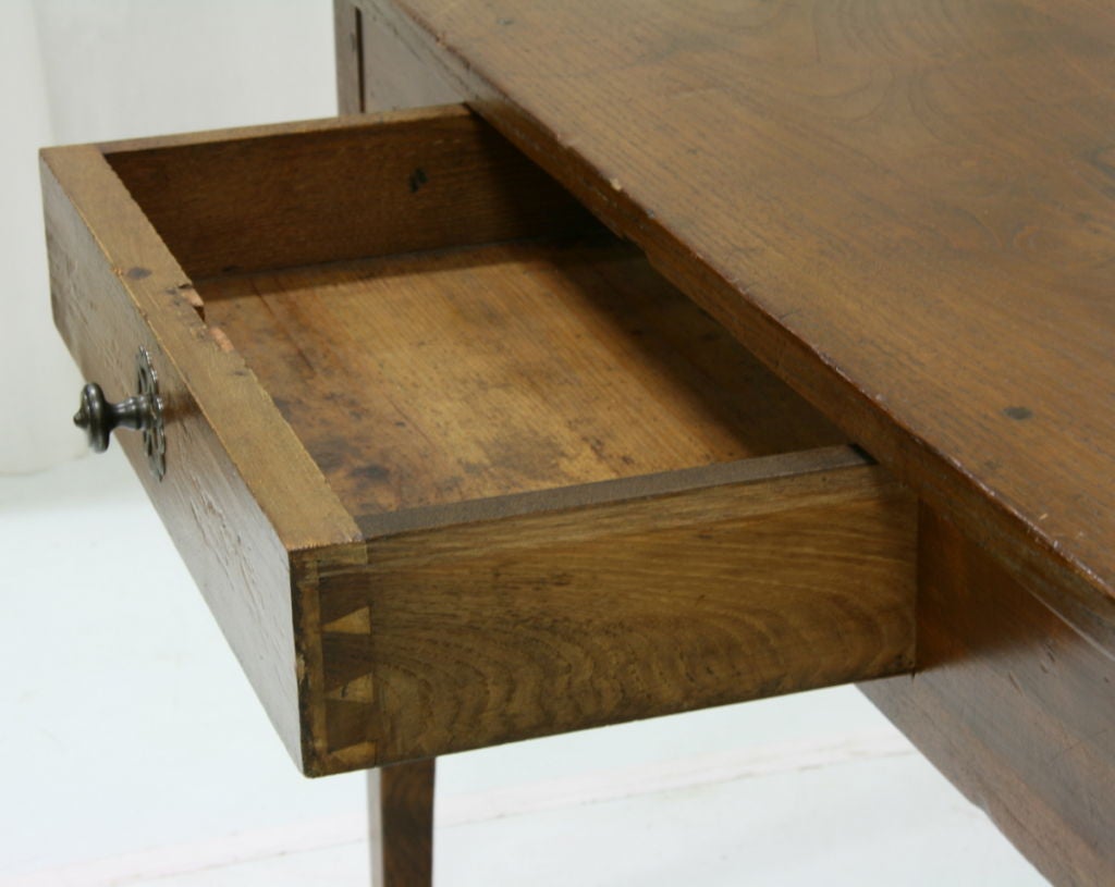 Wood 19th Century Oak Farm Table with Drawer