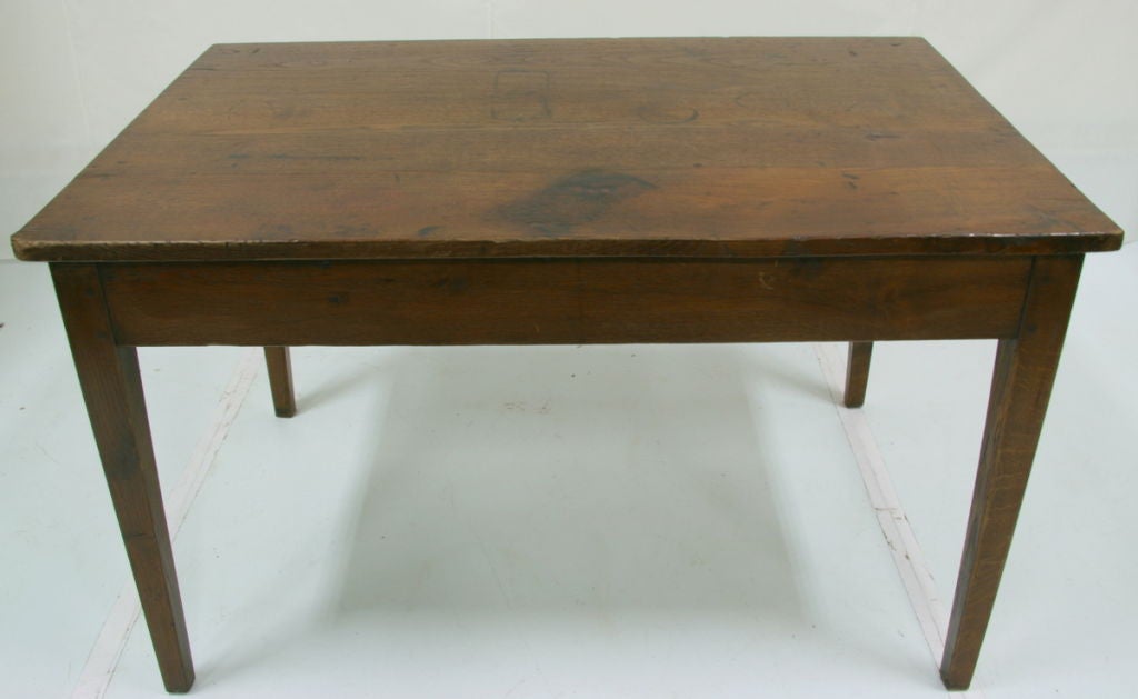 19th Century Oak Farm Table with Drawer 1
