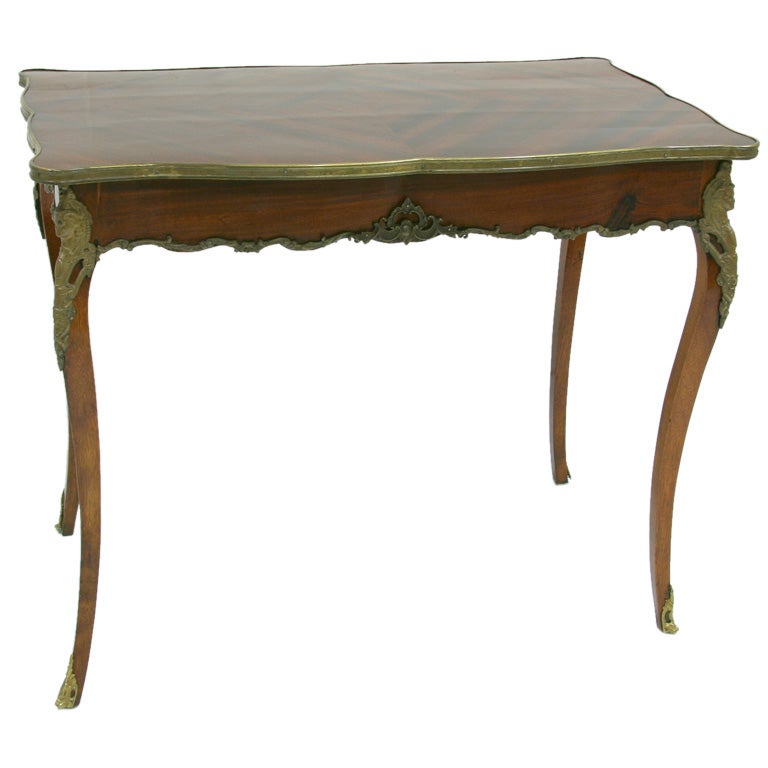 Table 19th Century Marquetry and Bronze 
