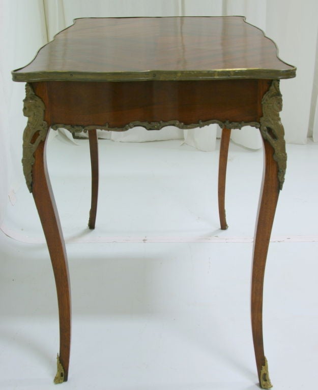 French Table 19th Century Marquetry and Bronze 