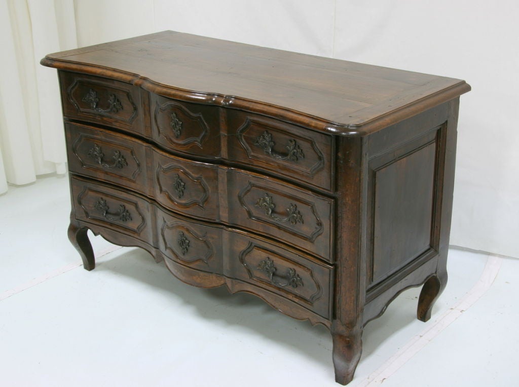 18th Century French Arbalete Walnut Commode
 30" H X 49" W X 23" D
(also chest of drawer and dresser)