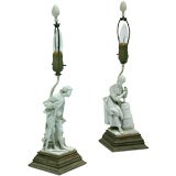 Pair 19th Century Parian French Lamps