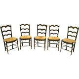 Set of 6 Provencal Side Rush Seat Chairs