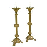 Pair 19th Century French Brass Prickets
