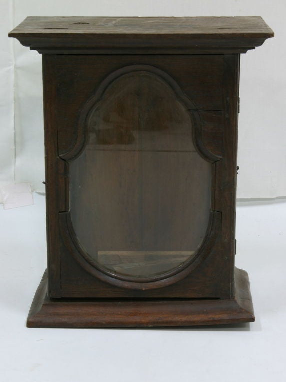 19th century French top of grandfathers clock can be used as a medicine cabinet etc. (Also cabinet, display case, wall hanging, cabinet, vitrine).