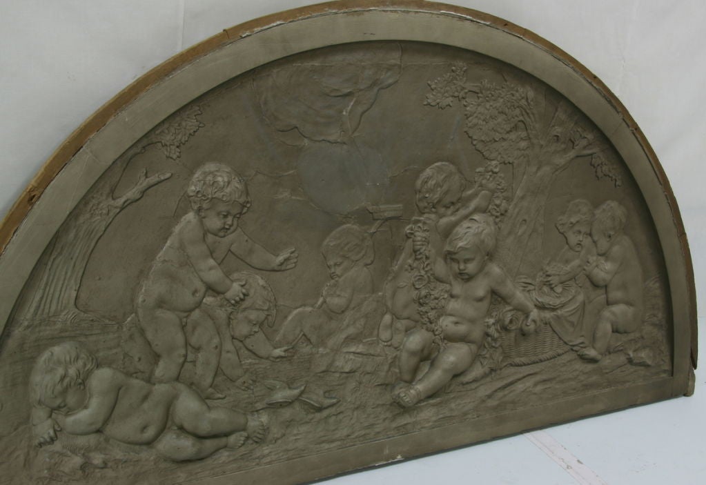 Exceptional French 19th Century Plaster Overdoor Bacchus Enfants 
 34