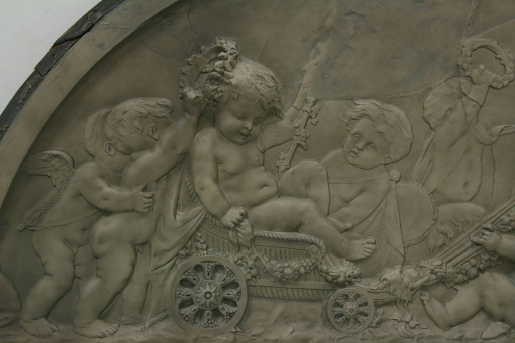 Exceptional French 19th Century Plaster Overdoor Bacchus Enfants 1