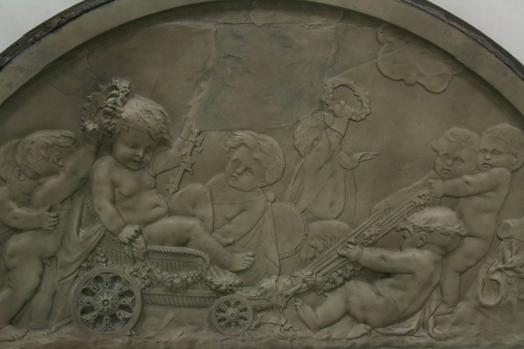 Exceptional French 19th Century Plaster Overdoor Bacchus Enfants 2