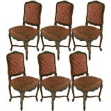 Set of Six 19th Century  Louis XV Regence  Style Dining Chairs