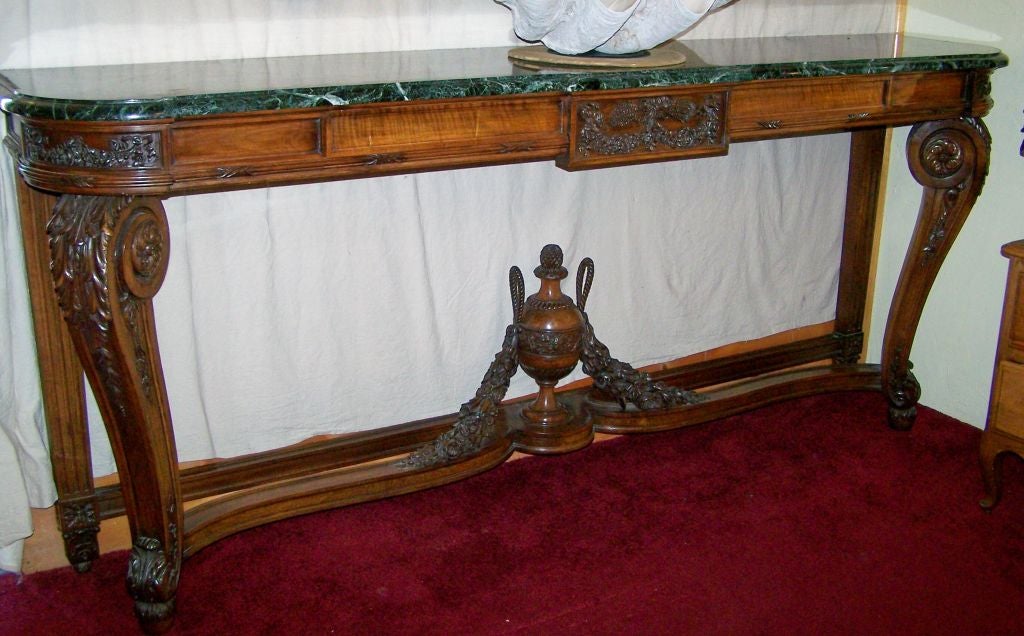 Unusually Large Baroque-Style Marble Topped Server/Console Table