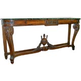 Antique Unusually Large Baroque-Style Marble Topped Server/Console Table