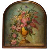 Large Oil on Board Still Life of Flowers in a Vase