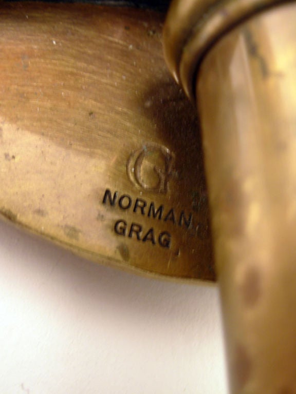 20th Century Pair of Large Norman Grag Brass Sconces