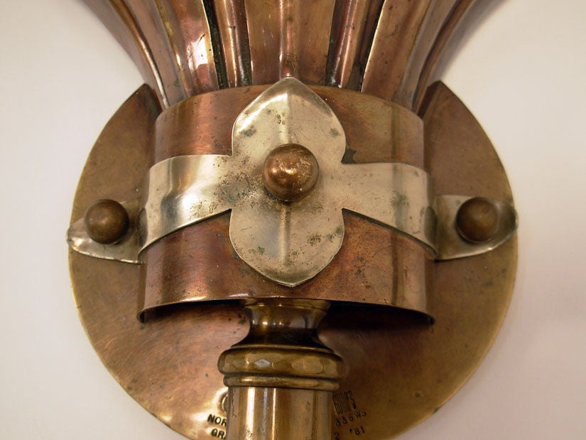 Pair of Large Norman Grag Brass Sconces 1