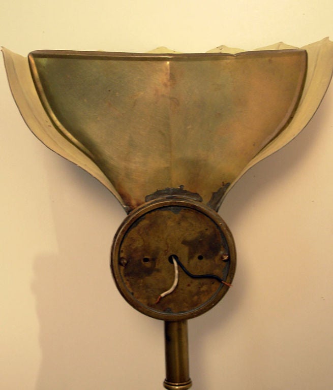Pair of Large Norman Grag Brass Sconces 4