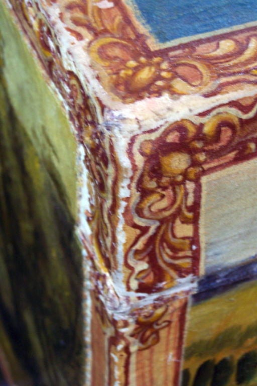 Hand Painted Chinese Export Trunk with European Landscape Scenes, 19th Century For Sale 1
