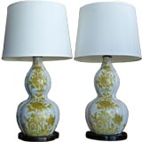 Pair of Chinese Porcelain Gourd Lamps