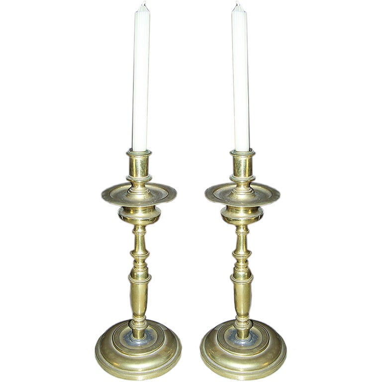 18th Century Continental Brass Candlesticks
