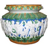 Antique 19th Century Italian Della Rubia Faience Planter