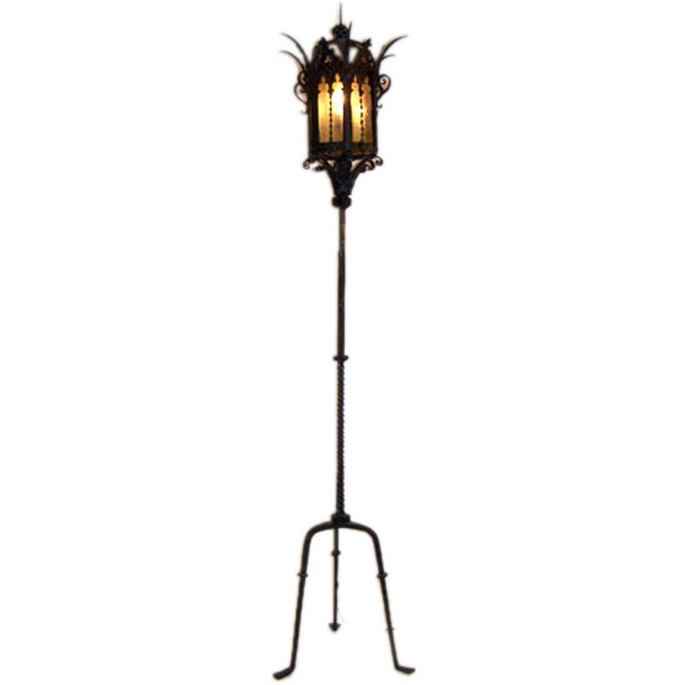 Spanish Gothic Style Wrought Metal Floor Lamp