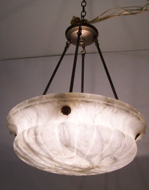 Antique Carved Alabaster Ceiling Light