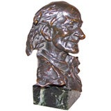 Late 19th/Early 20th Century Small Bronze Bust of Voltaire