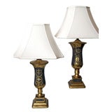 Pair of Exceptional Eglomise Lamps