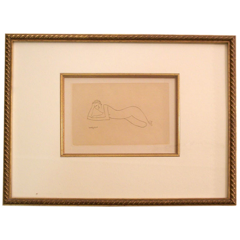 Etching of Reclining Nude by Amedeo Modigliani