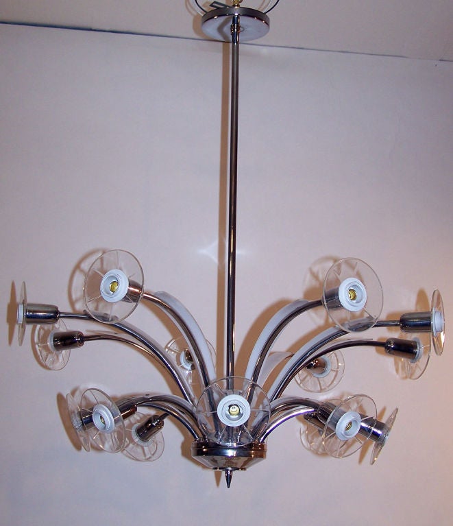 Mid Century Chrome and Plastic Light Fixture